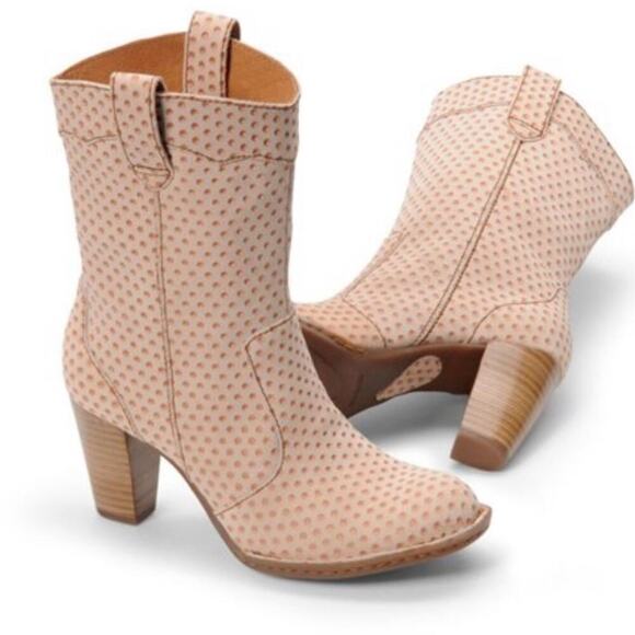 Born Genevieve polka dot stack heeled boots leather upper size 7.5 - Picture 9 of 12